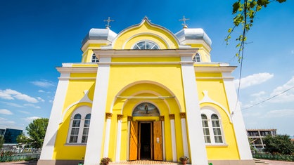 Die orthodoxe Johannes der Täufer Kathedrale in Comrat in Gagausien