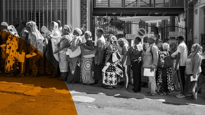 Das Beitragsbild des ARD Radiofeature "Die äußerste Außengrenze" zeigt Flüchtlinge auf der Insel Mayotte 