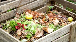Holzkasten mit Kompostmüll