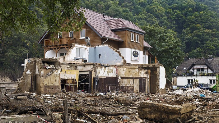 Zerstörtes Hotel und Restaurant Kleinod im Ahrtal (2021).