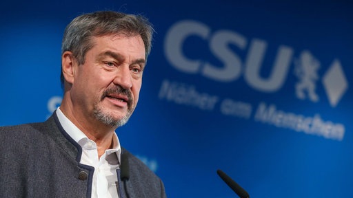 Markus Söder, Ministerpräsident von Bayern, spricht in der CSU-Parteizentrale in München. 