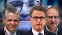 Fotomontage: Im Hintergrund Jens Spahn, dahinter v.li: Torsten Frei, Carsten Linnemann und Alexander Dobrindt.