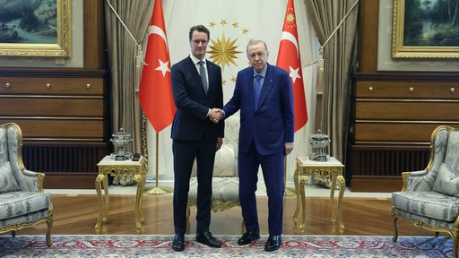 Hendrik Wüst und Recep Tayyip Erdogan (28.09.2026).