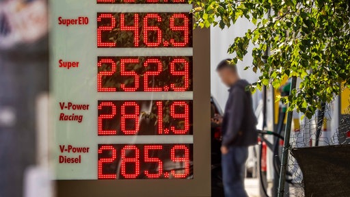 Spritpreise an einer Tankstelle.