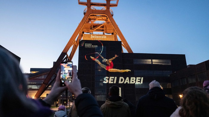 Lichtinstallation auf Zollverein zum Bürgerbegehren für die Olympiabewerbung NRW