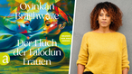 Gewinnerin Anja Herden neben dem Hörbuch-Cover