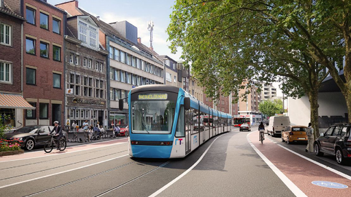 Animation der Regiotram in Aachen.