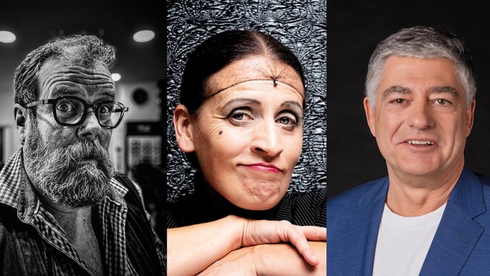 Portraits von Jochen Malmsheimer, Carmela de Feo und Axel Naumer 