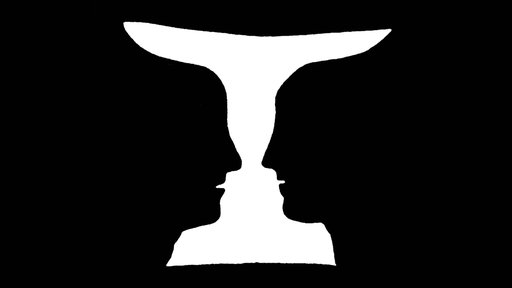 Das Kippbild des dänischen Psychologen Edgar Rubin zeigt sowohl eine Vase als auch zwei sich anschauende Gesichter