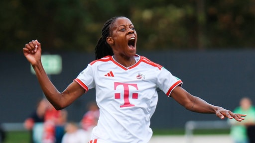 Kölns Lydia Andrade jubelt nach ihrem Tor zum 3:0 gegen Union Berlin