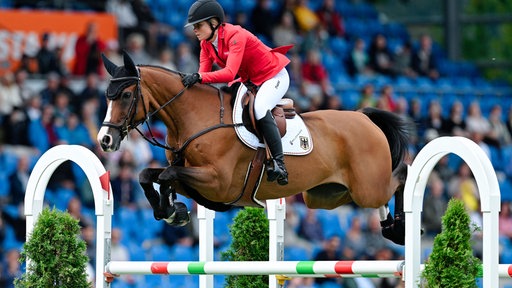 Sophie Hinners und Wallach Singclair bei den Weltmeisterschaften in Aachen 