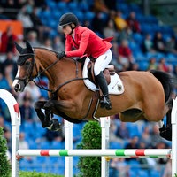 Sophie Hinners und Wallach Singclair bei den Weltmeisterschaften in Aachen 