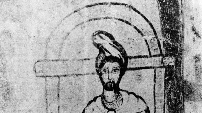 Zarathustra, Reformator der altiranischen Religion und Stifter des Parsismus (Wandmalerei aus dem Mithräum von Dura Europos  in Syrien)