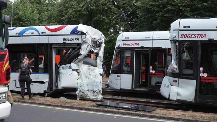 Verunglückte Straßenbahn in Gelsenkirchen