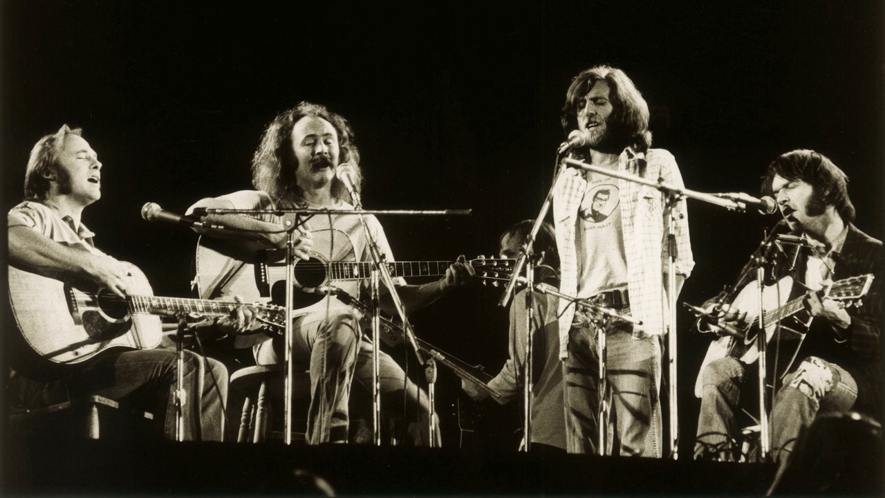 Crosby, Stills, Nash and Young bei einem Auftritt im Jahr 1974