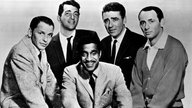 Frank Sinatra, Dean Martin, Sammy Davis jr., Peter Lawford und Joey Bishop (v.l.n.r.) 