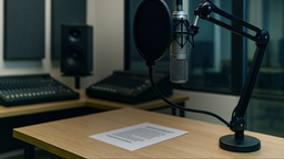 Ein Mikrofon in einem Studio