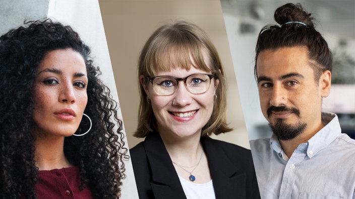 Collage aus drei Bildern: Tessniem Kadiri, Therese Otto, Hüseyin Demir