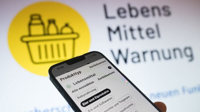 Person schaut im Internet nach Rückrufen.