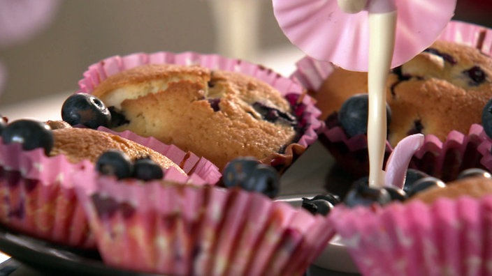 Fertig gebackene Blaubeer-Muffins