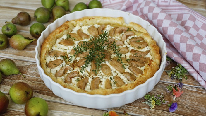 Quiche mit Käse und Birnen: Bild kann vom Rezept abweichen.