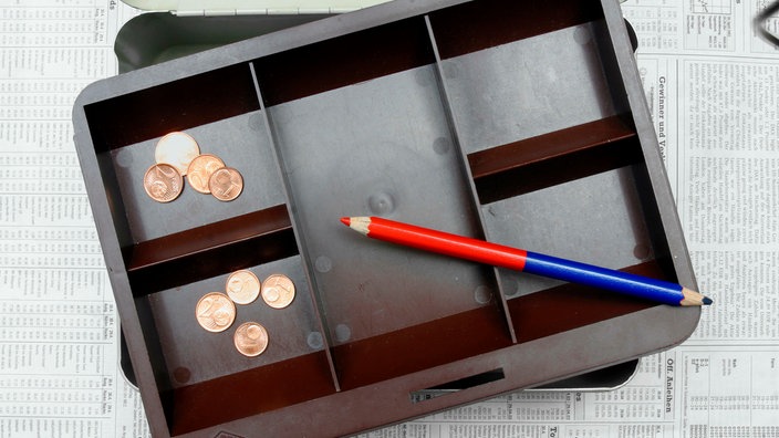 Nur wenige Cents in einer Kasse